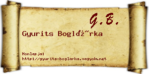 Gyurits Boglárka névjegykártya